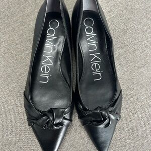 Calvin Klein Black Leather Flat New